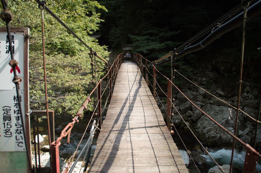 A suspension bridge in the Sandankyo gorge