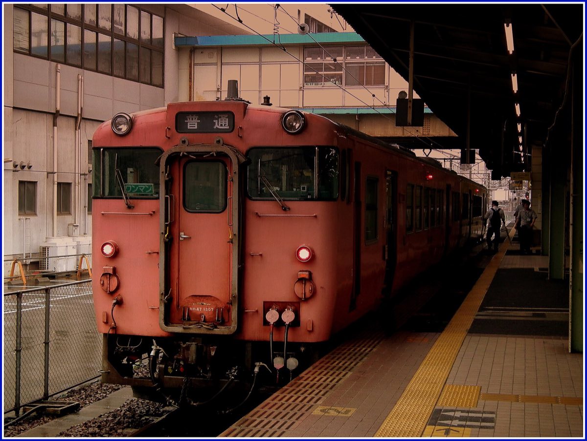 A JR West commuter train at Hiroshima Station
